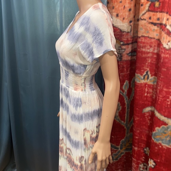 Y2k, 90s Small Maxi Tie Dye Flowy Striped Dress - Picture 2 of 8